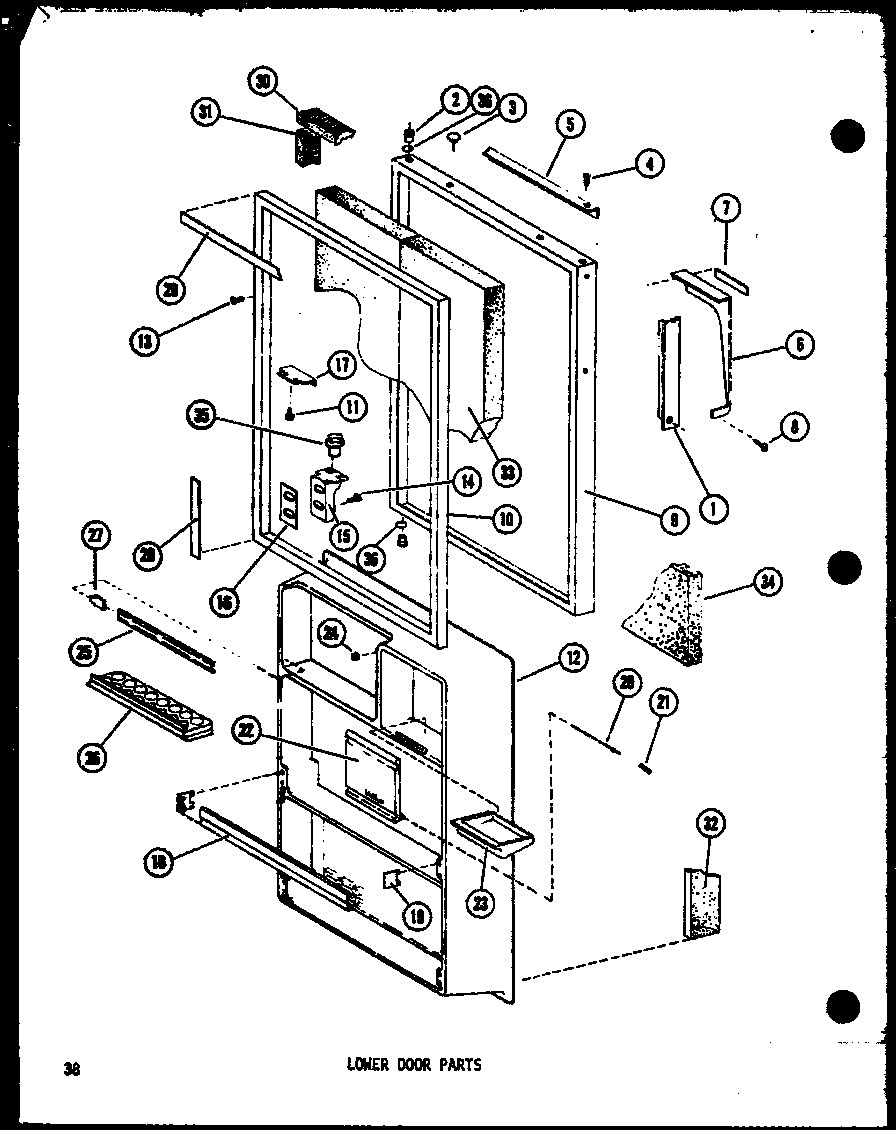 Amana TM18D-P73500-30W lower door parts (td23d/p73500-26w) diagram
