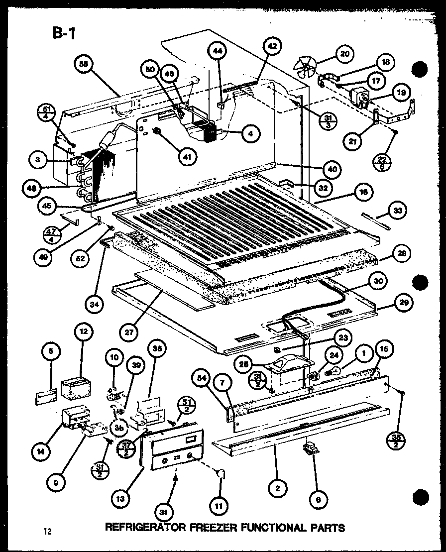 Amana TM16G-P75535-7W refrigerator freezer functional parts (tm16g/p75535-7w) (tr16g/p75535-8w) diagram