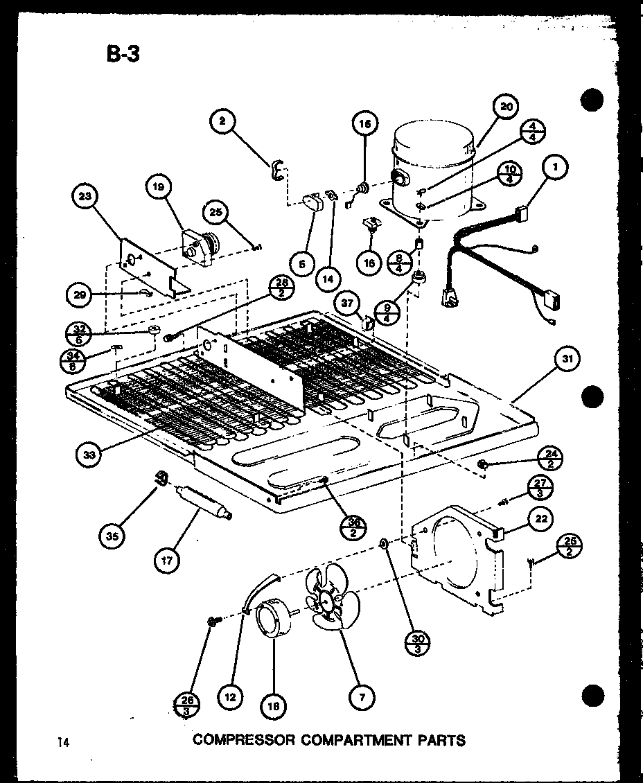 Amana TM16G-P75535-7W compressor compartment parts (tm16g/p75535-7w) (tr16g/p75535-8w) diagram