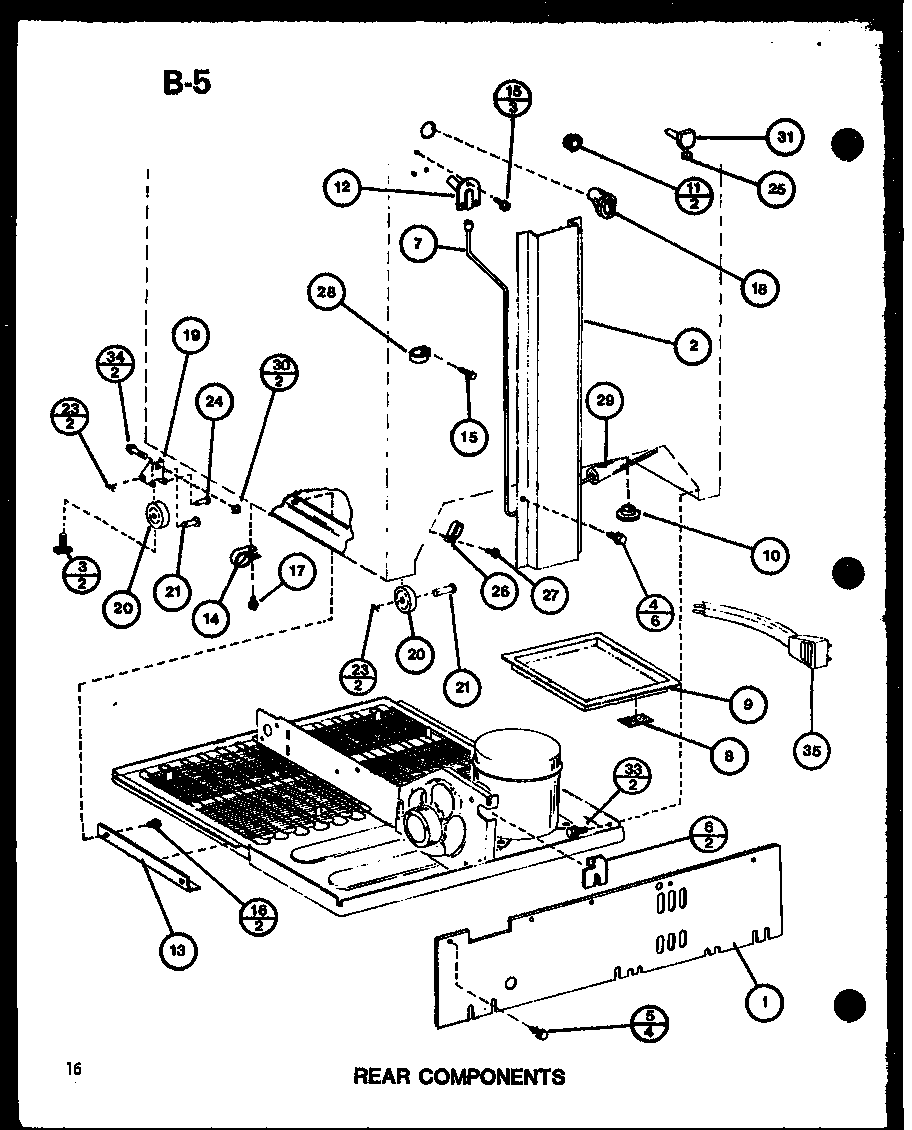 Amana TM16G-P75535-7W rear components (tm16g/p75535-7w) (tr16g/p75535-8w) diagram