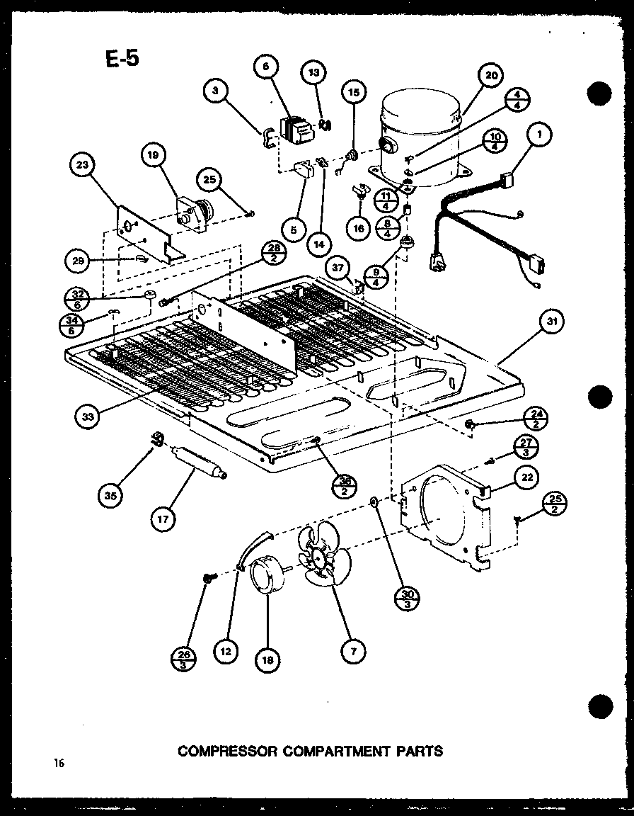 Amana TC18G-P76512-5W compressor compartment parts (tm18spg/p76512-1w) (tm18spg/p76512-2w) (tm18g/p76512-3w) (tr18g/p76512-4w) (tc18g/p76512-5w) diagram