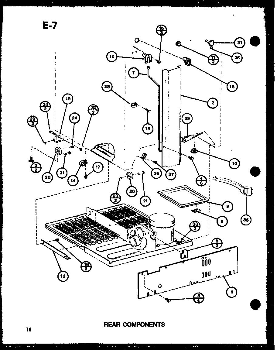 Amana TC18G-P76512-5W rear components (tm18spg/p76512-1w) (tm18spg/p76512-2w) (tm18g/p76512-3w) (tr18g/p76512-4w) (tc18g/p76512-5w) diagram