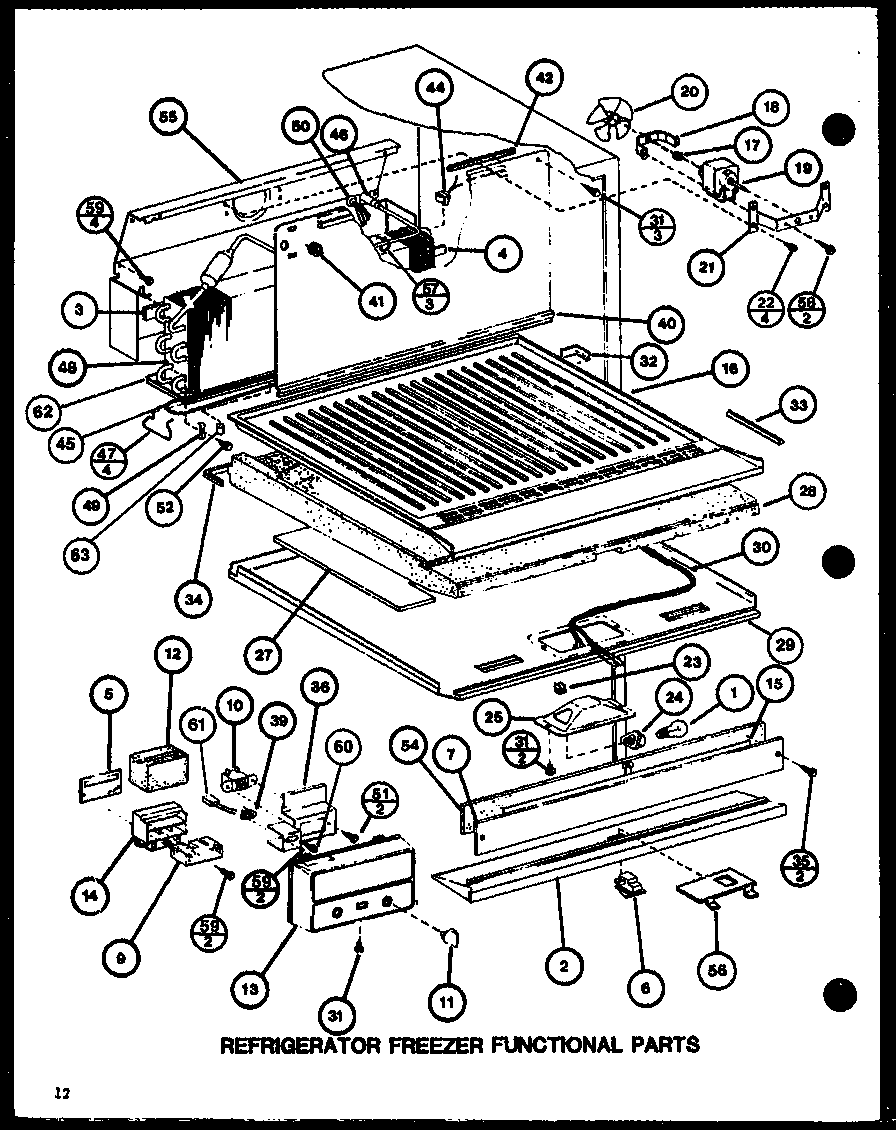 Amana TLI18J-P7739006W refrigerator freezer functional parts (tli18j/p7739007w) (tli18j/p7739006w) diagram