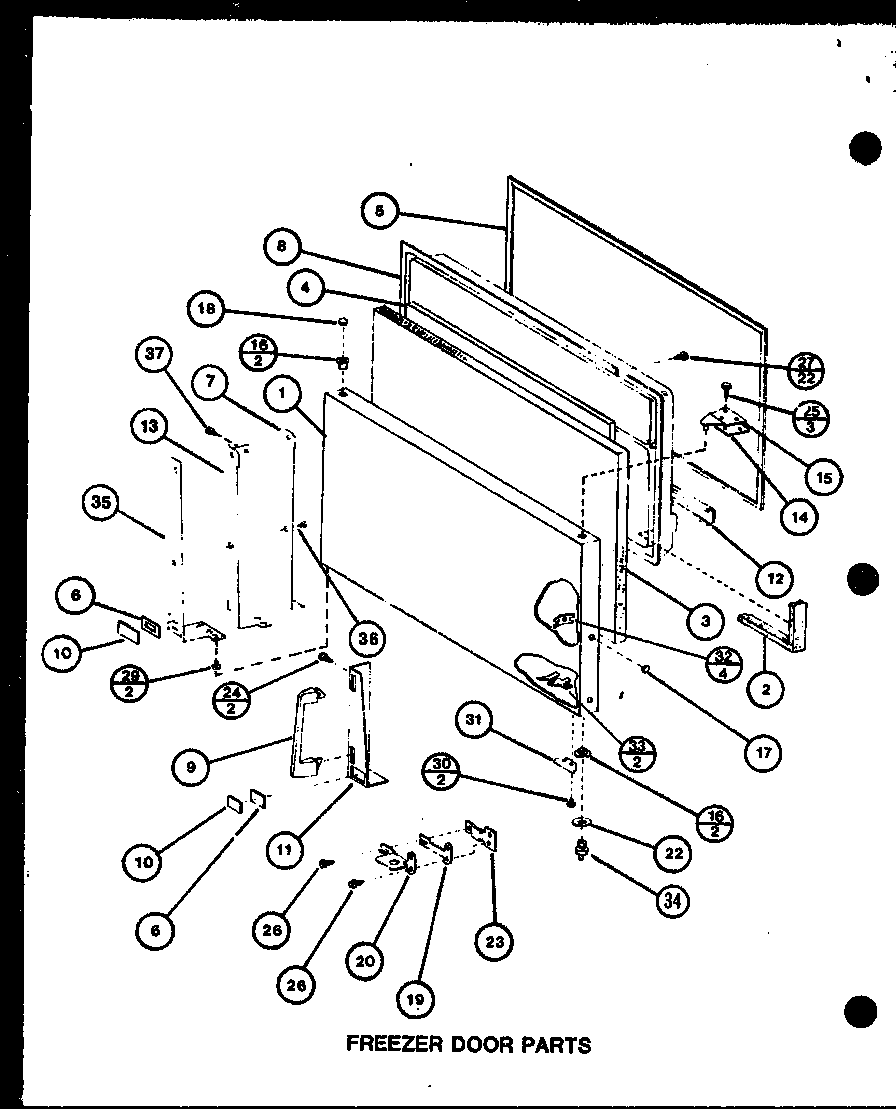 Amana TR18J-P7739004W freezer door parts (tm16j/p7739001w) (tr16j/p7739002w) diagram