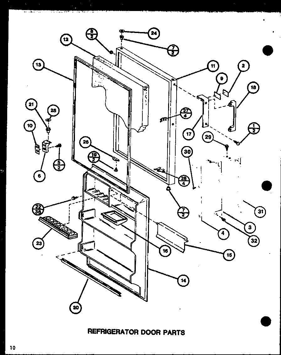 Amana TR18J-P7739004W refrigerator door parts (tm16j/p7739001w) (tr16j/p7739002w) diagram
