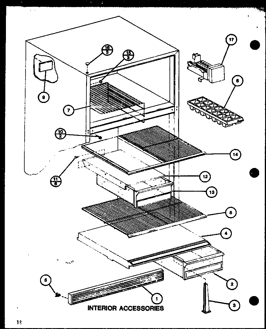 Amana TR18J-P7739004W interior accessories (tm16j/p7739001w) diagram