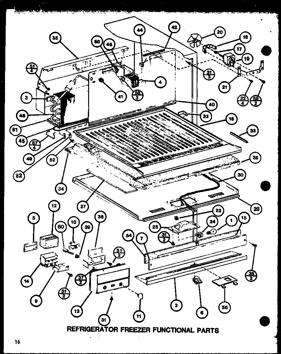 Amana TR18J-P7739004W refrigerator freezer functional parts (tm16j/p7739001w) (tr16j/p7739002w) diagram