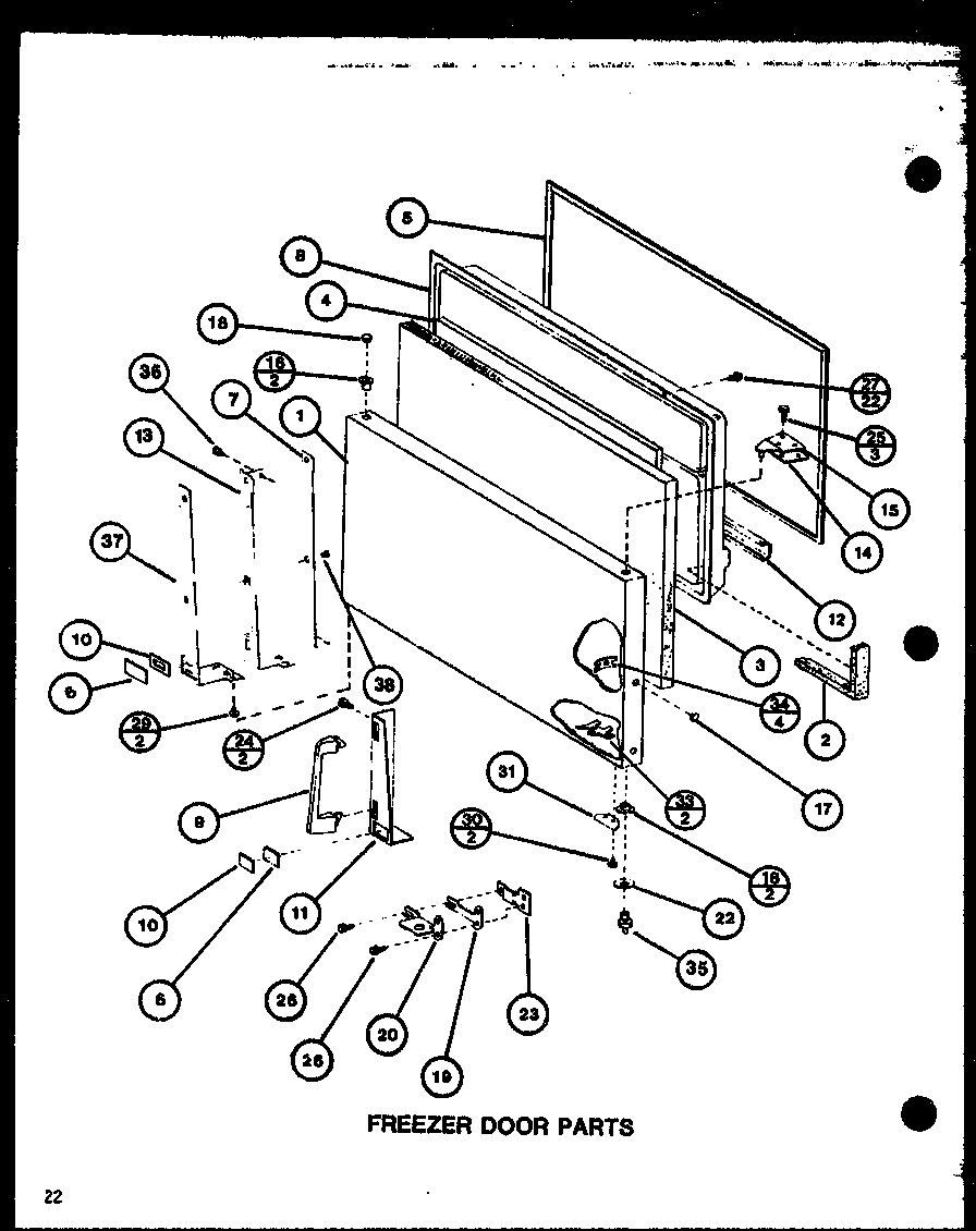 Amana TR18J-P7739004W freezer door paris (tm18j/p7739003w) (tr18j/p7739004w) (tc18j/p7739005w) diagram