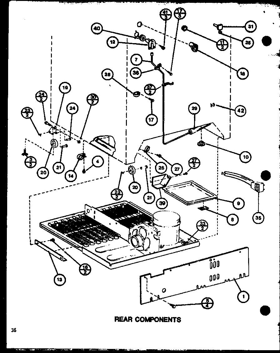 Amana TR18J-P7739004W rear components (tm18j/p7739003w) (tr18j/p7739004w) (tc18j/p7739005w) diagram