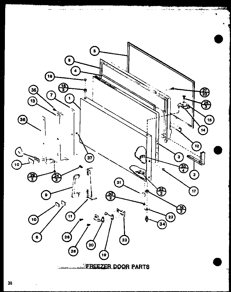 Amana TR18J-P7739004W freezer door parts (tm20j/p7739008w) (tr20j/p7739009w) (tc20j/p7739010w) diagram