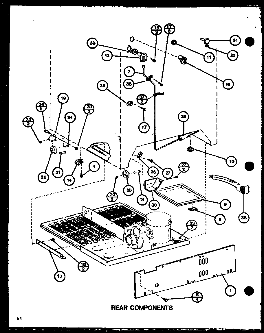 Amana TR18J-P7739004W rear components (tc22j/p7739013w) (trg22j/p7739014w) diagram