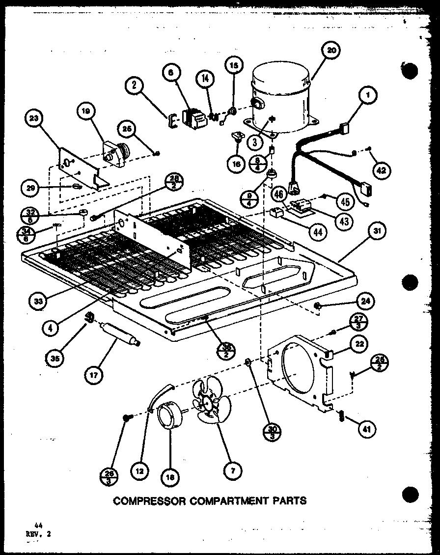 Amana TL18K-P7803222W compressor compartment parts (tl22k/p7803229w) (tli22k/p7803230w) (tli22k/p7803249w) (tl22k/p7859204w) (tli22k/p7859207w) diagram