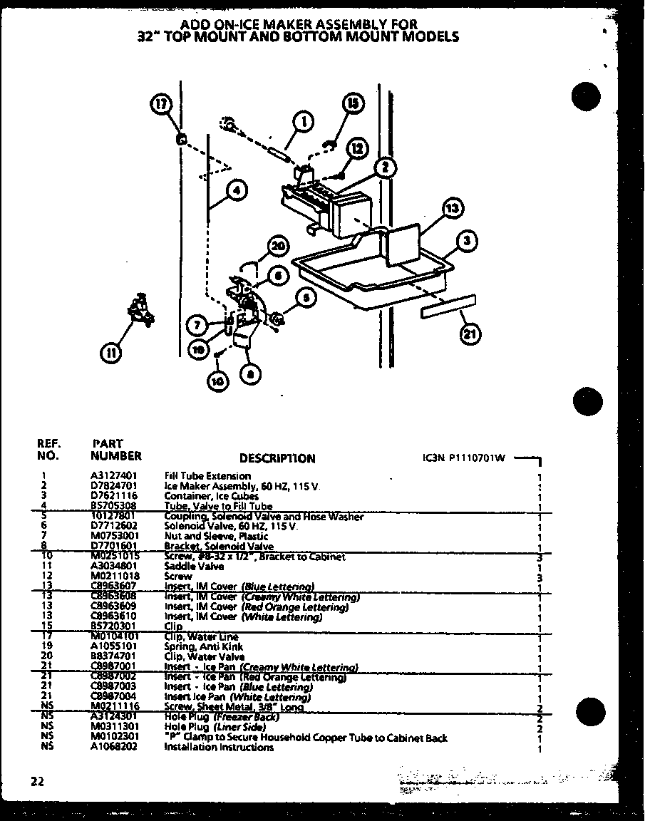 Amana TM16QB1G-P1111204WG add on-icemaker diagram