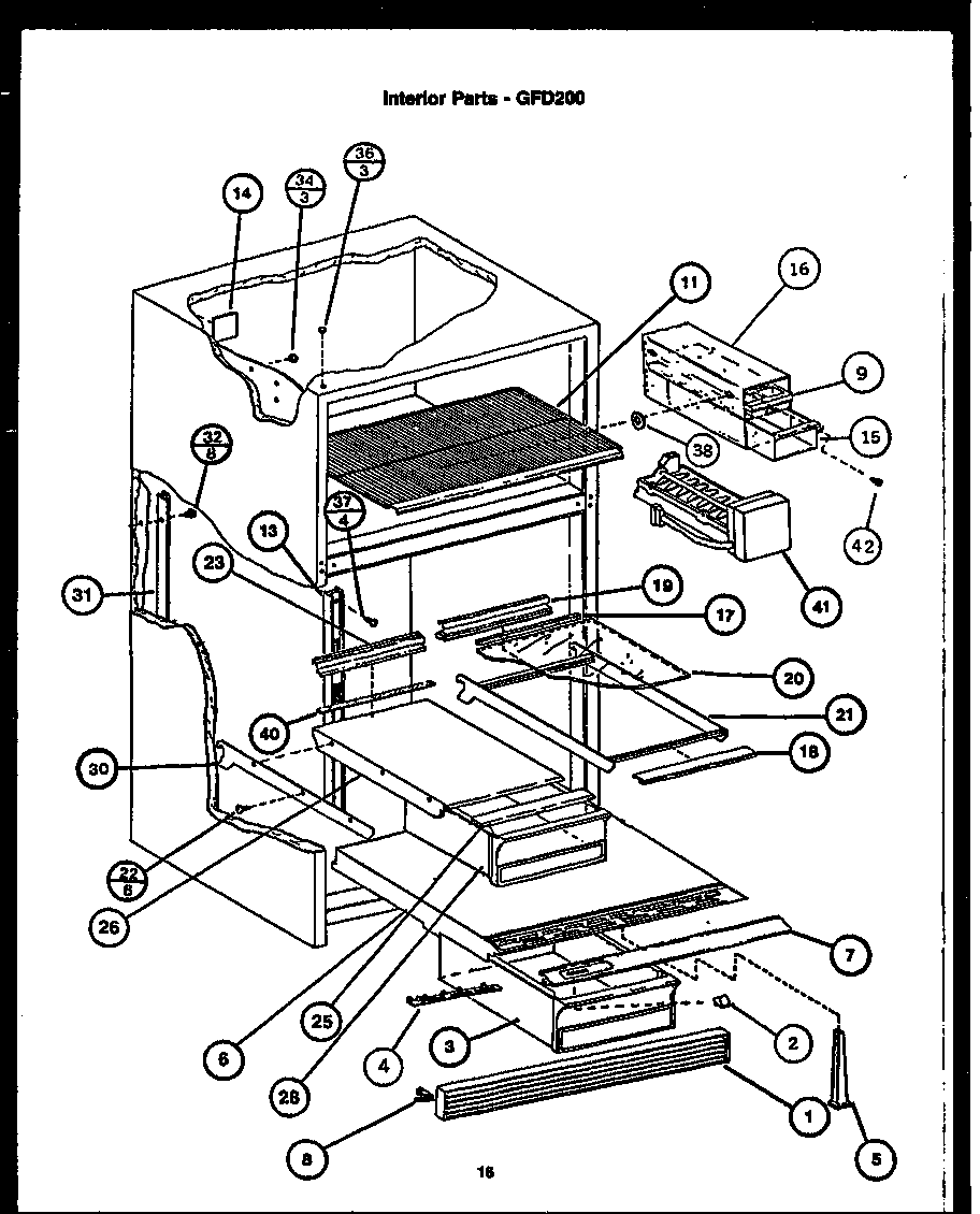 Caloric GFD160 interior parts (gfd200) diagram