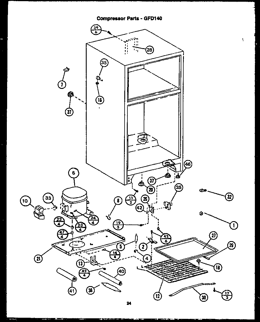Caloric GFD160 compressor parts (gfd140) diagram