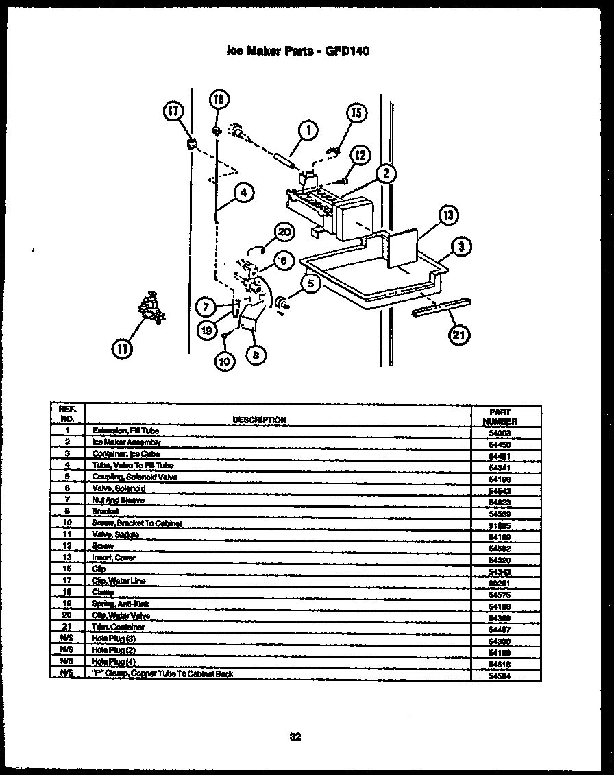 Caloric GFD160 ice maker parts (gfd140) diagram
