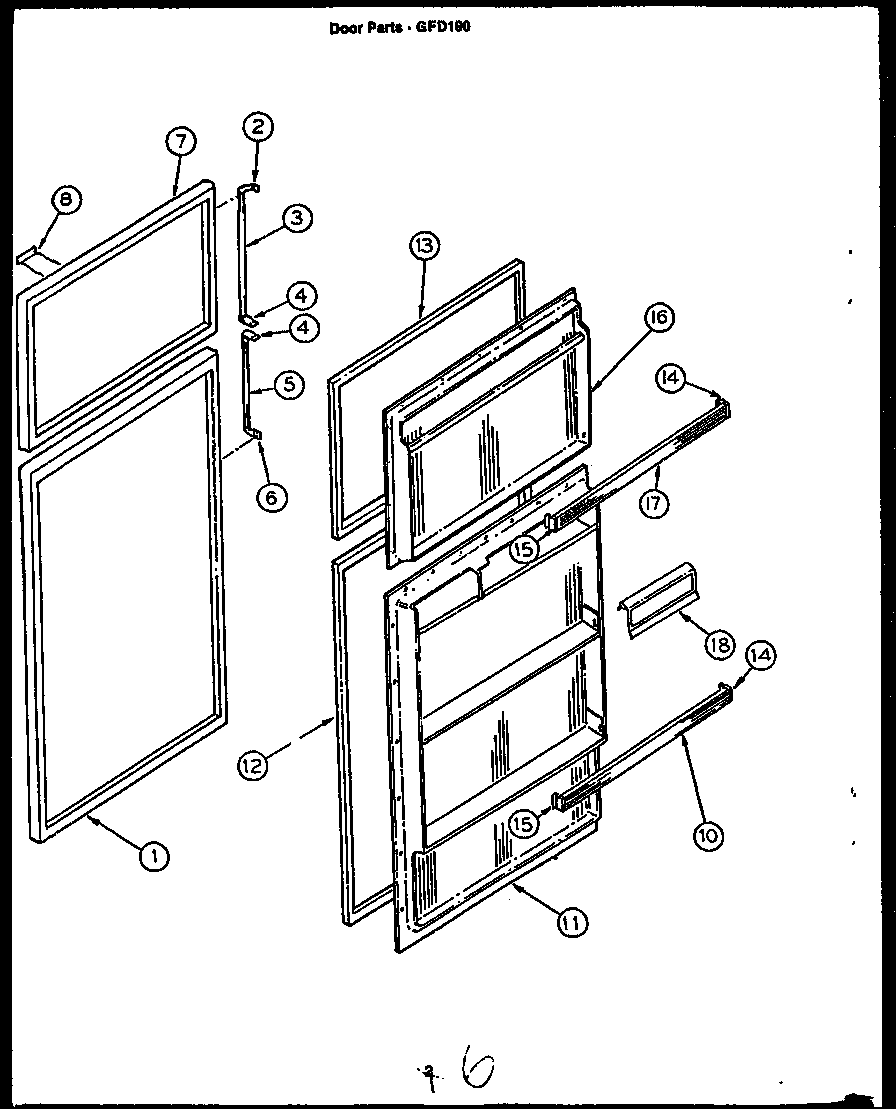 Caloric GFD190-1W2 door diagram