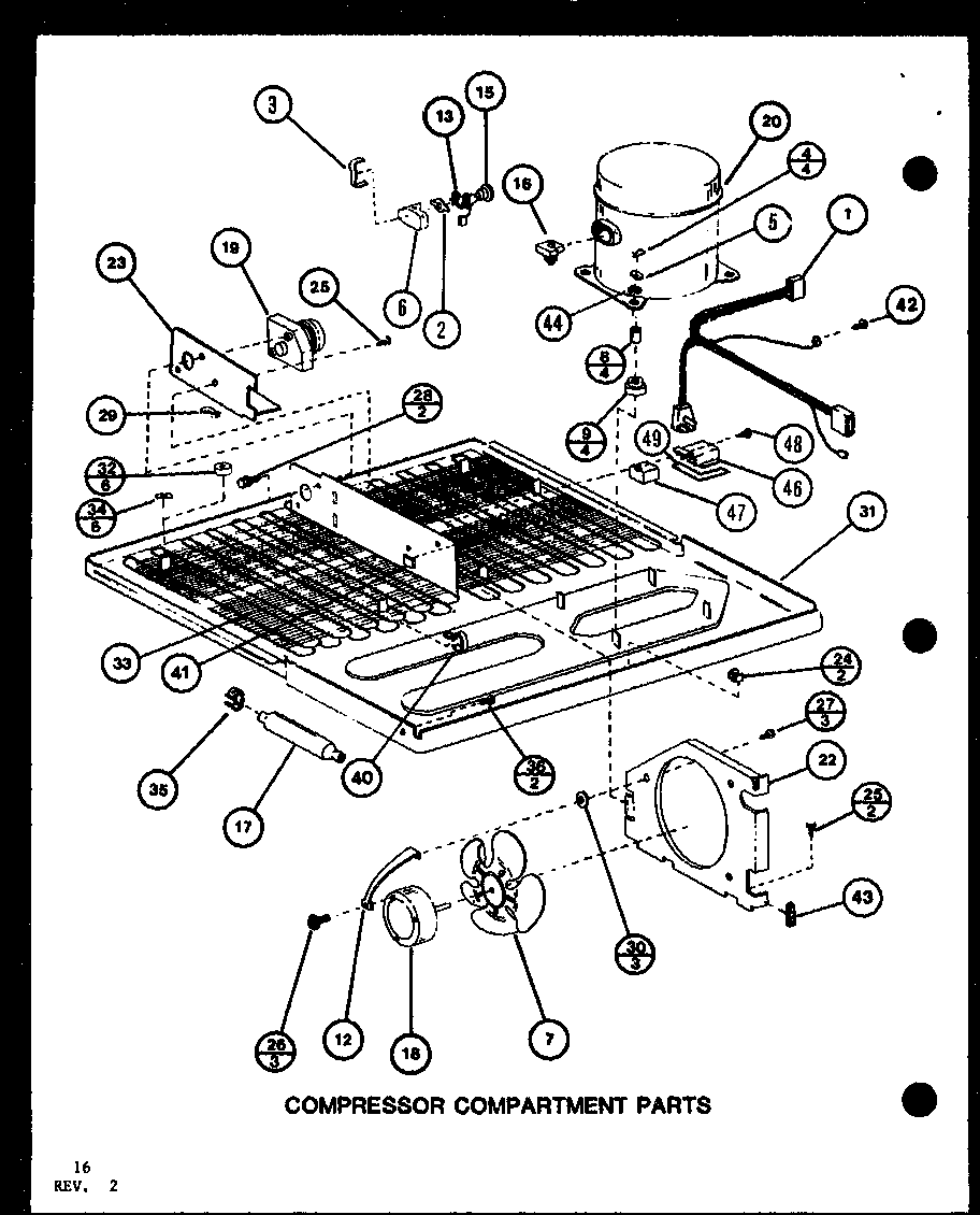 Amana TR18K-P7791126W compressor compartment parts (tr16k/p7791122w) (tr16k/p7791123w) (tri16k/p7791124w) (tri16k/p7791125w) (tri16k/p7803237w) (tri16k/p7803238w) diagram