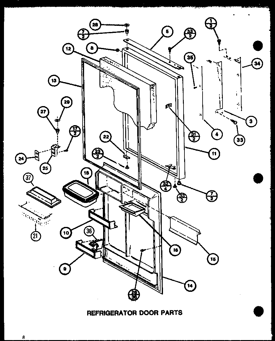 Amana TCI22K-P7803244W refrigerator door parts (tc18k/p7803211w) (tc18k/p7803212w) (tci18k/p7803213w) (tci18k/p7803214w) diagram
