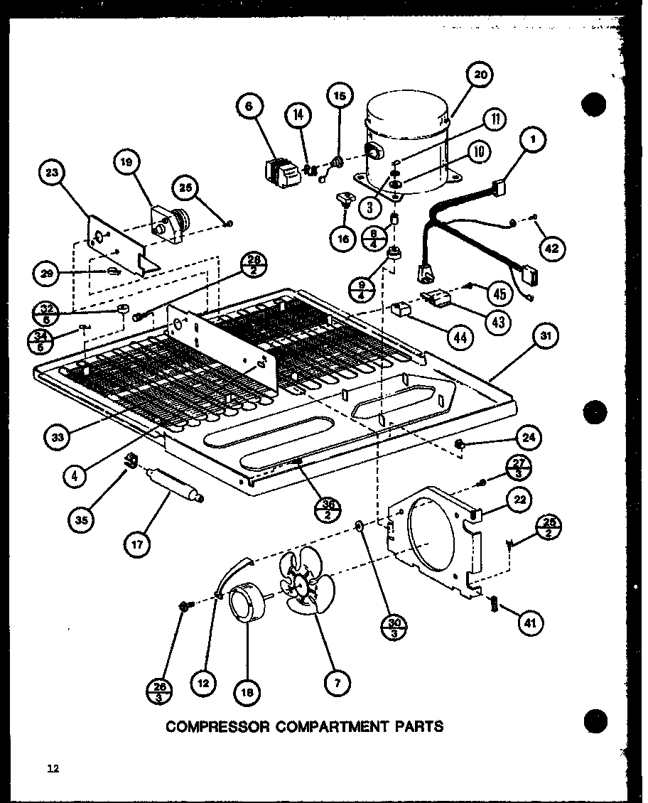 Amana TLI22J-P7739040W compressor compartment parts (tli22j/p7739040w) diagram