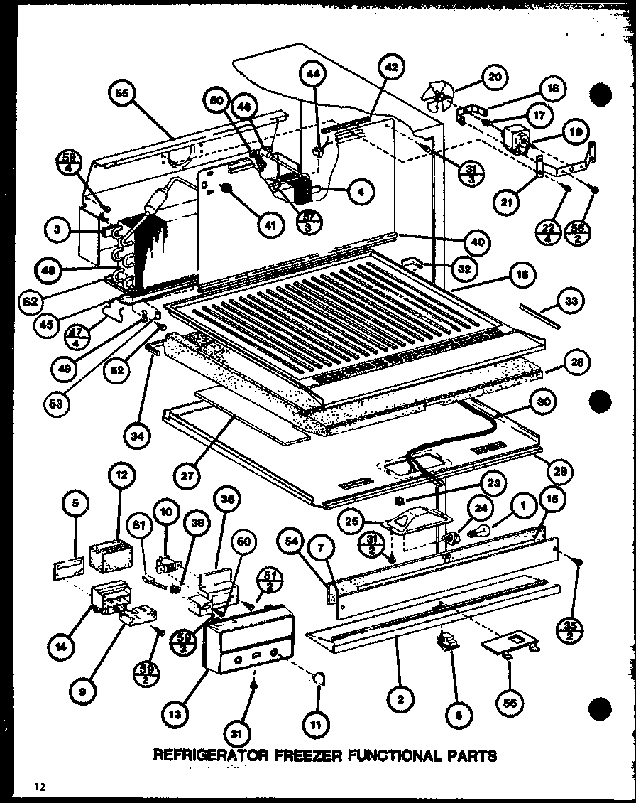 Amana TX22J-P7739049W refrigerator freezer functional parts (tx18j/p7739041w) (tx18j/p7739042w) (txi18j/p7739043w) (txi18j/p7739044w) diagram