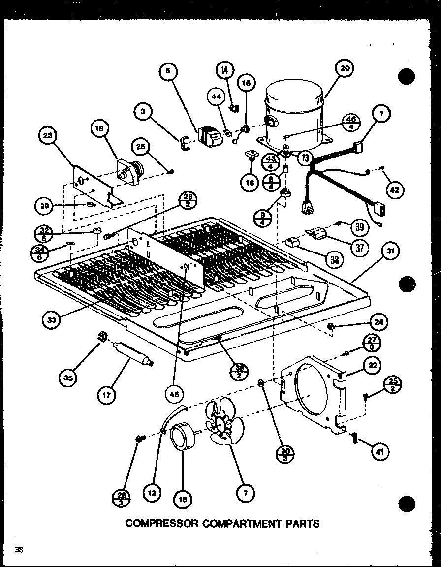 Amana TMI18K-P7791116W compressor compartment parts (tm20k/p7791118w) (tm20k/p7791119w) (tmi20k/p7791120w) (tmi20k/p7791121w) diagram