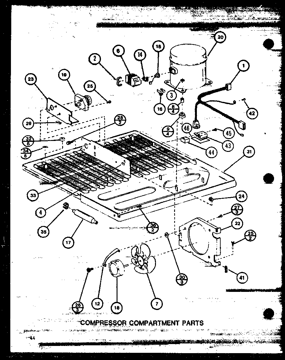 Amana TL18M-P7858511W compressor compartment parts (tl22m/p7858515w) (tli22m/p7858525w) diagram