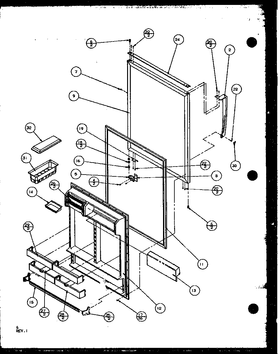 Amana TX22QL-P1114901WL refregerator door diagram