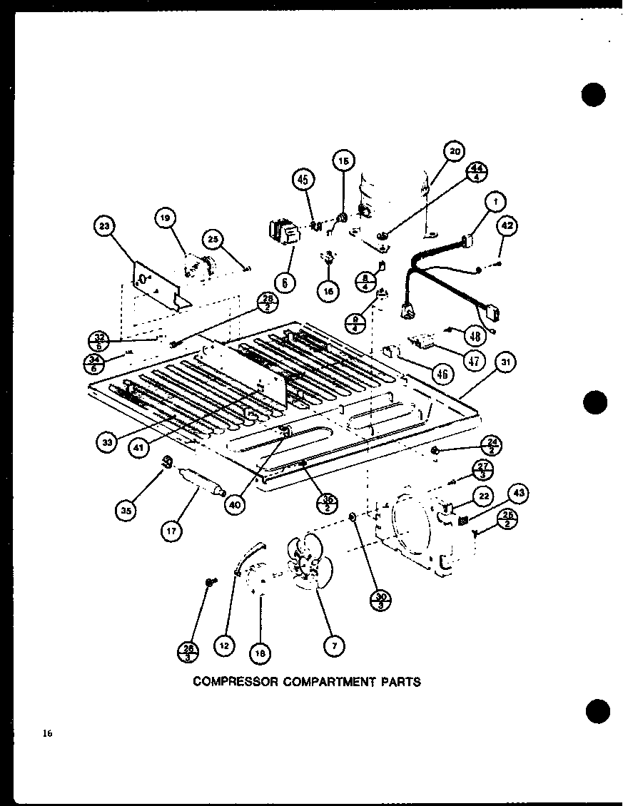 Amana TRGI20J-P7791105W compressor compartment parts (trg16j/p7739032w) diagram