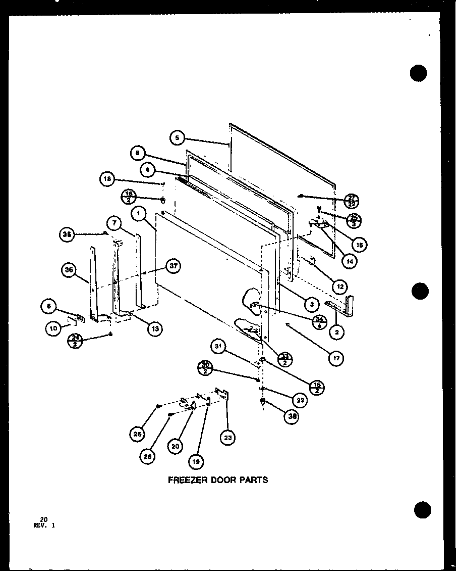 Amana TRGI20J-P7791105W freezer door parts (trg18j/p7739033w) (trgi18j/p7791103w) (trgi18j/p7791104w) diagram