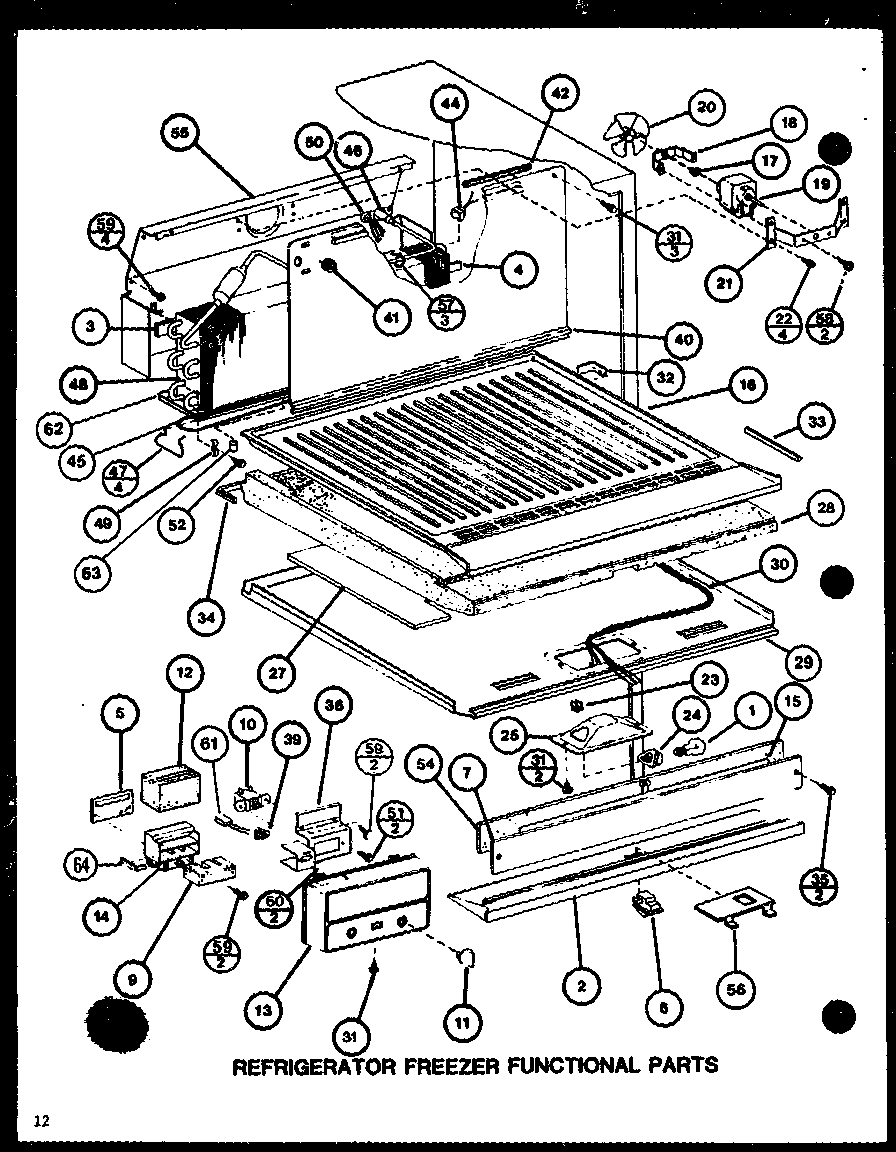 Amana TCI20J-P7739038W refrigerator freezer functional parts (tci18j/p7739036w) (tci18j/p7739037w) diagram