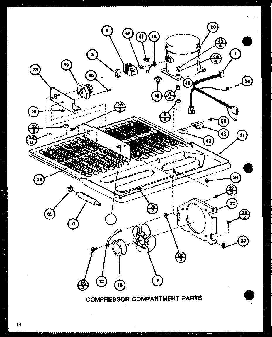 Amana TCI20J-P7739038W compressor compartment parts (tci18j/p7739036w) (tci18j/p7739037w) diagram