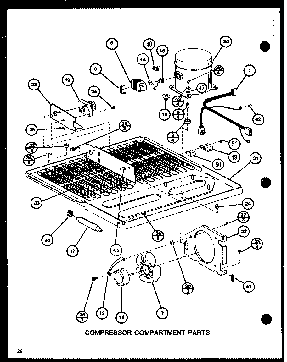 Amana TCI20J-P7739038W compressor compartment parts (tci20j/p7739038w) (tci20j/p7739039w) diagram