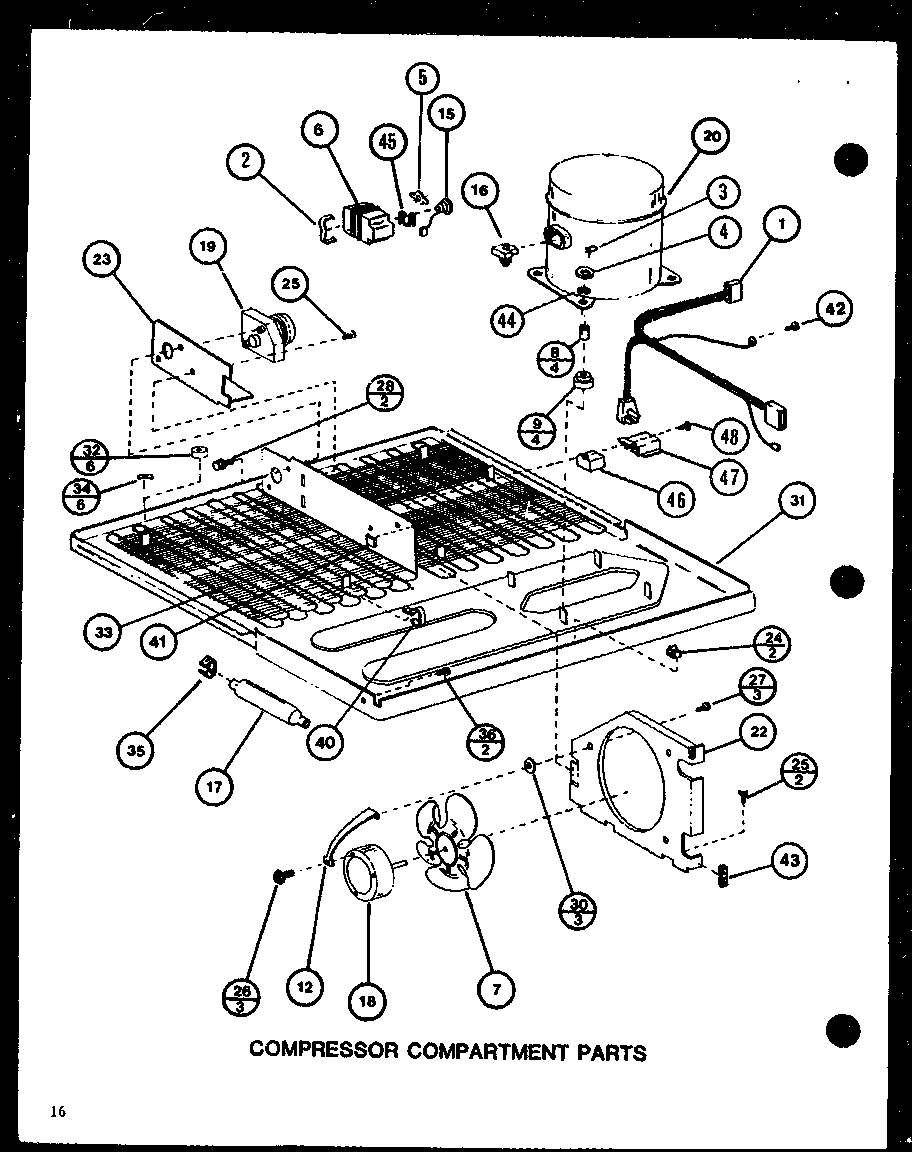 Amana TJ16K-P7791135W compressor compartment parts (tj16k/p7791134w) (tj16k/p7791135w) (tji16k/p7791136w) (tji16k/p7791137w) diagram