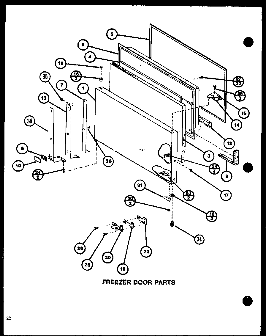 Amana TJ16K-P7791135W freezer door parts (tj18j/p7791138w) (tj18k/p7791139w) (tji18k/p7791140w) (tji18k/p7791141w) diagram