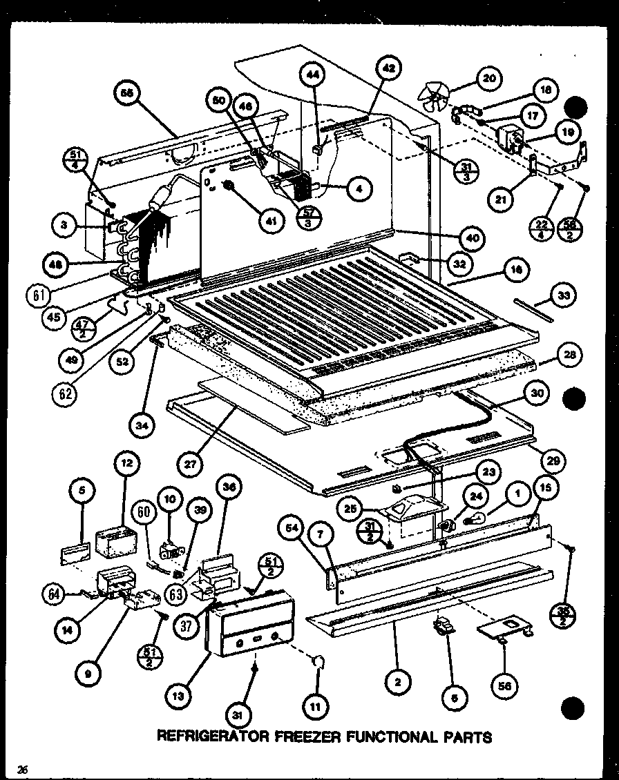 Amana TJ16K-P7791135W refrigerator freezer functional parts (tj18j/p7791138w) (tj18k/p7791139w) (tji18k/p7791140w) (tji18k/p7791141w) diagram
