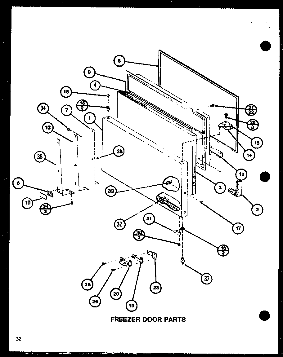 Amana TJ16K-P7791135W freezer door parts (tj20k/p7791142w) (tj20k/p7791143w) (tji20k/p7791144w) (tji20k/p7791145w) diagram