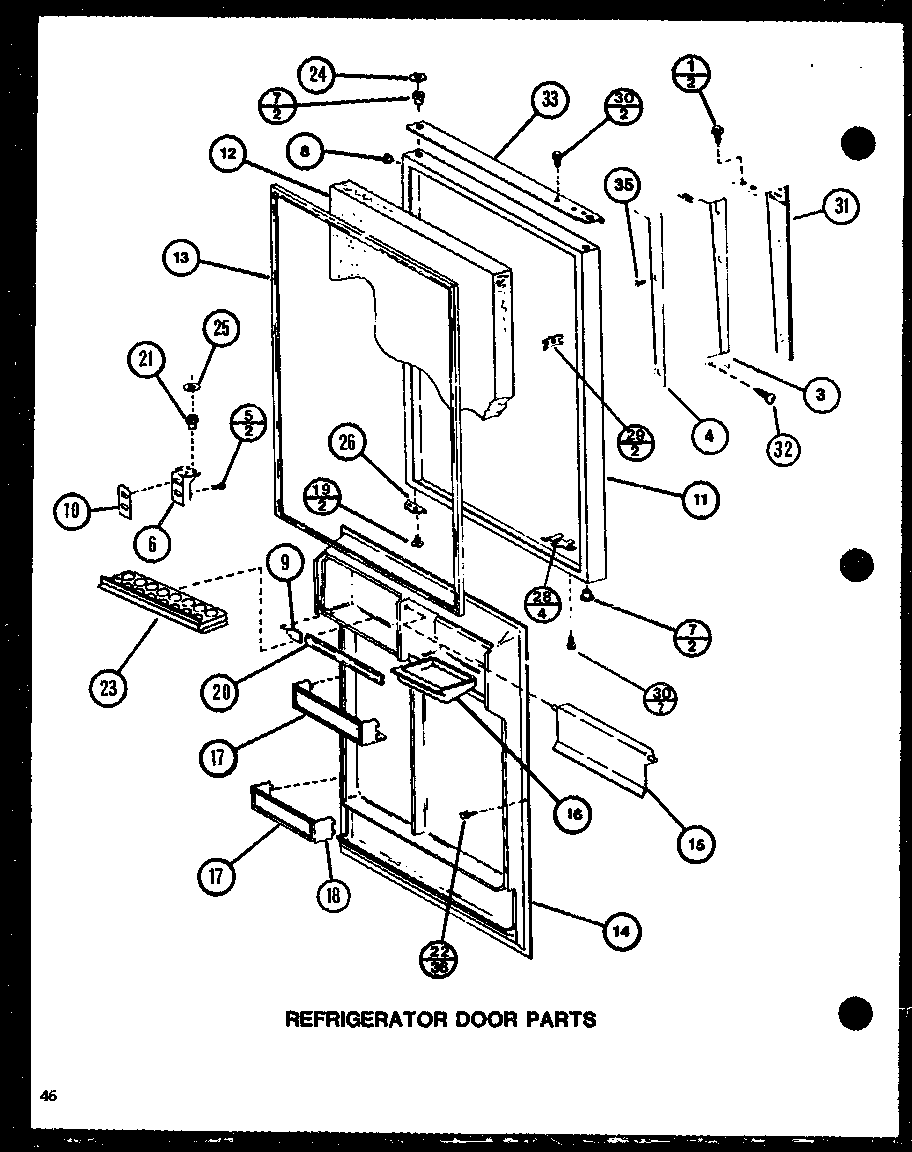 Amana TJ16K-P7791135W refrigerator door parts (tj22k/p7791146w) (tji22k/p7791147w) (tj22k/p7859201w) diagram