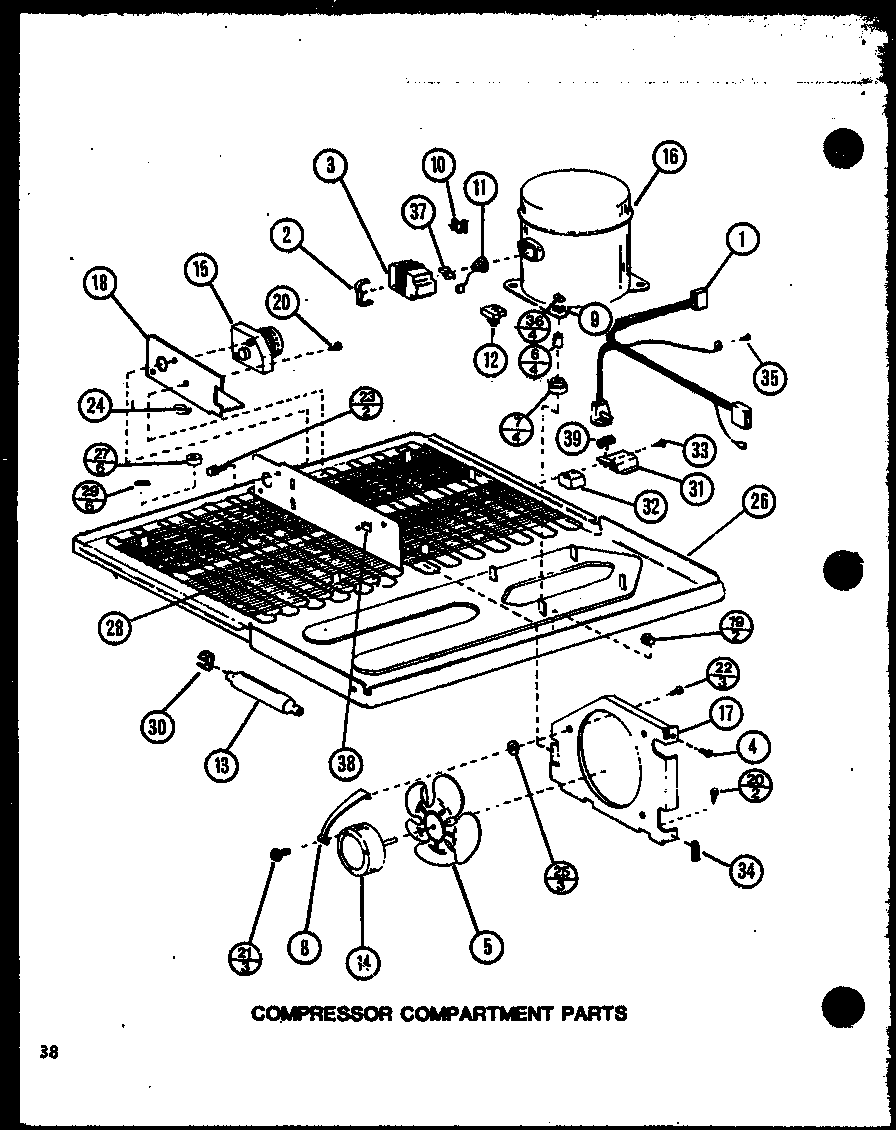 Amana TM18N-P1102104W compressor compartment parts (tm20n/p1102105w) (tm20n/p1102106w) diagram