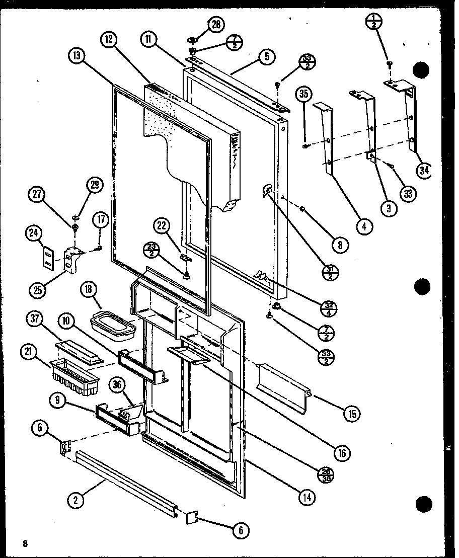 Amana TXI18N-P1106220W refregerator door diagram