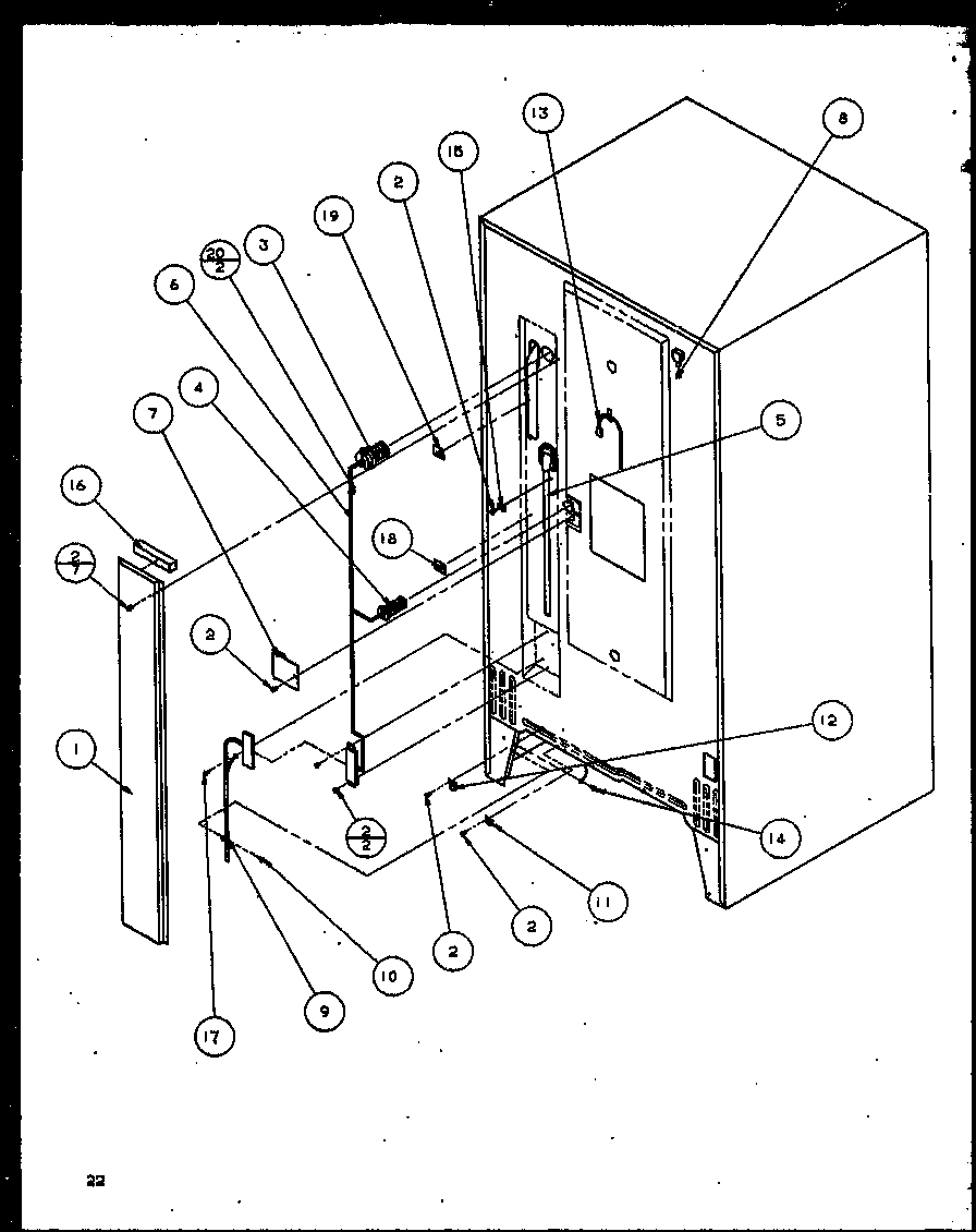 Amana TC20QL-P1111707WL rear cabinet parts diagram