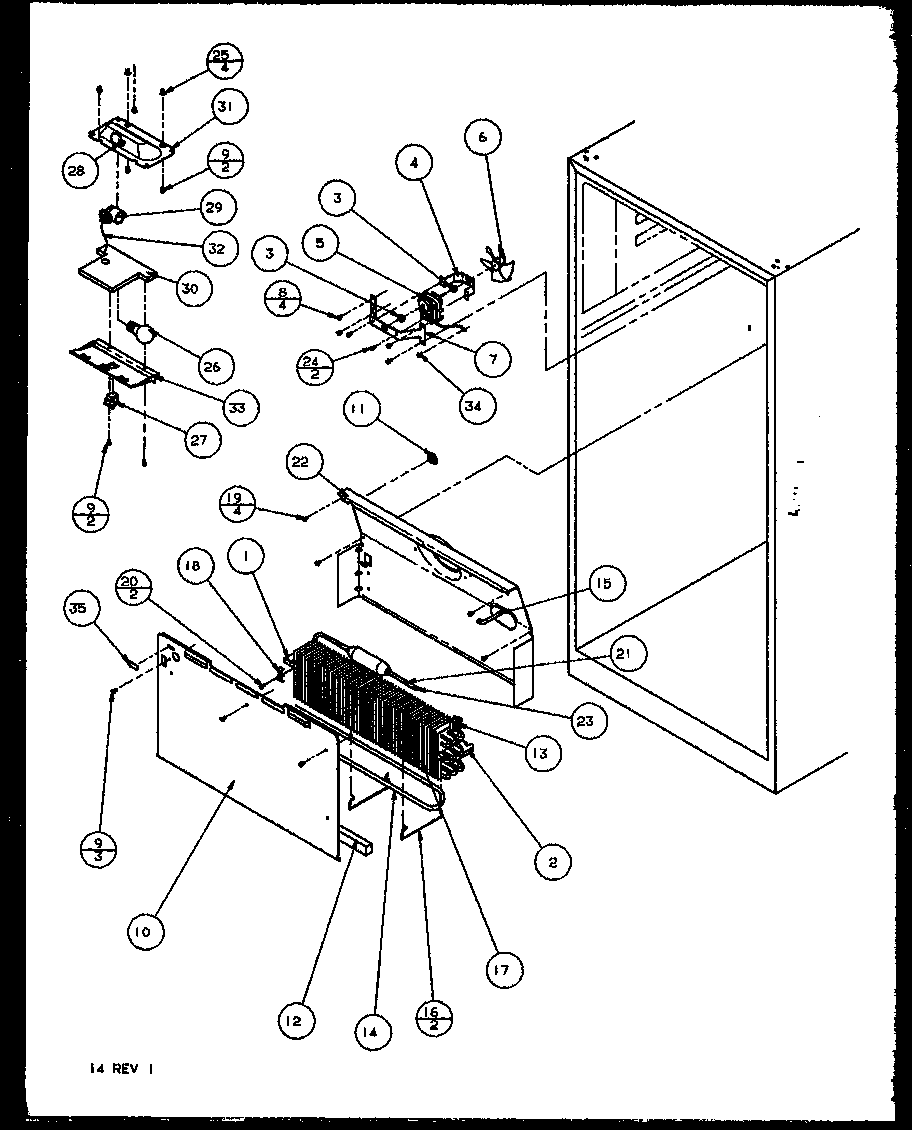 Amana 85178L-P1117104WL evaporator motor/coil diagram