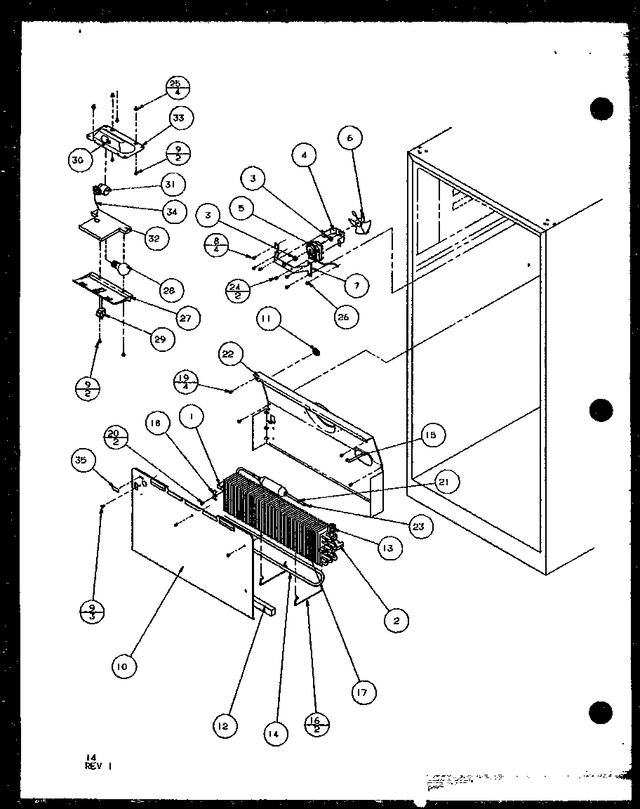 Amana TL20QG-P1111705WG evaporator area diagram