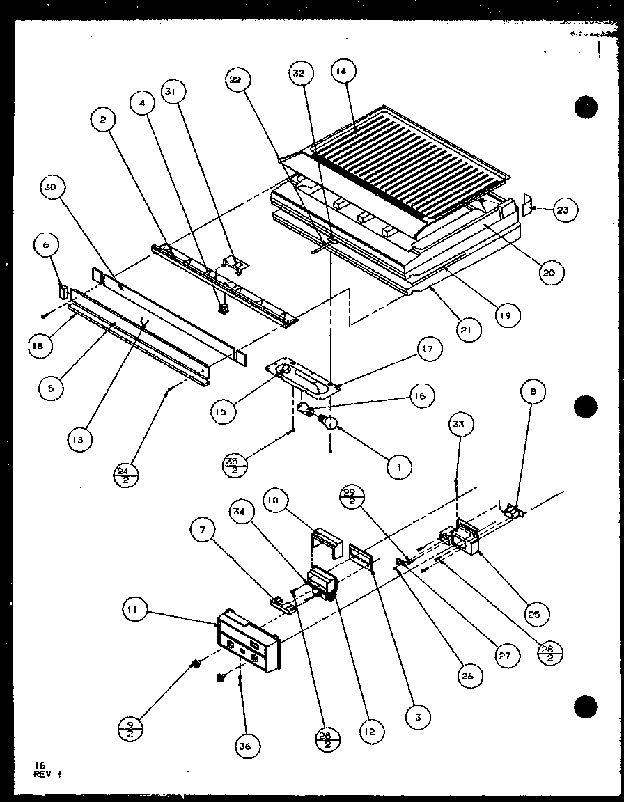 Amana TL20QG-P1111705WG divider block and controls diagram