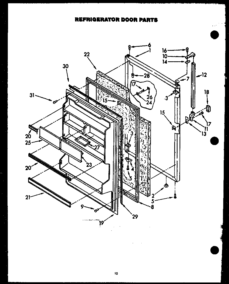 Caloric GFS165/MN02 refrigerator door parts diagram