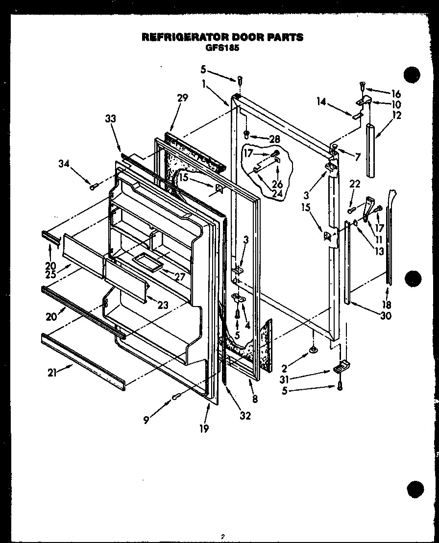 Caloric GFS185/MN11 refrigerator door parts diagram