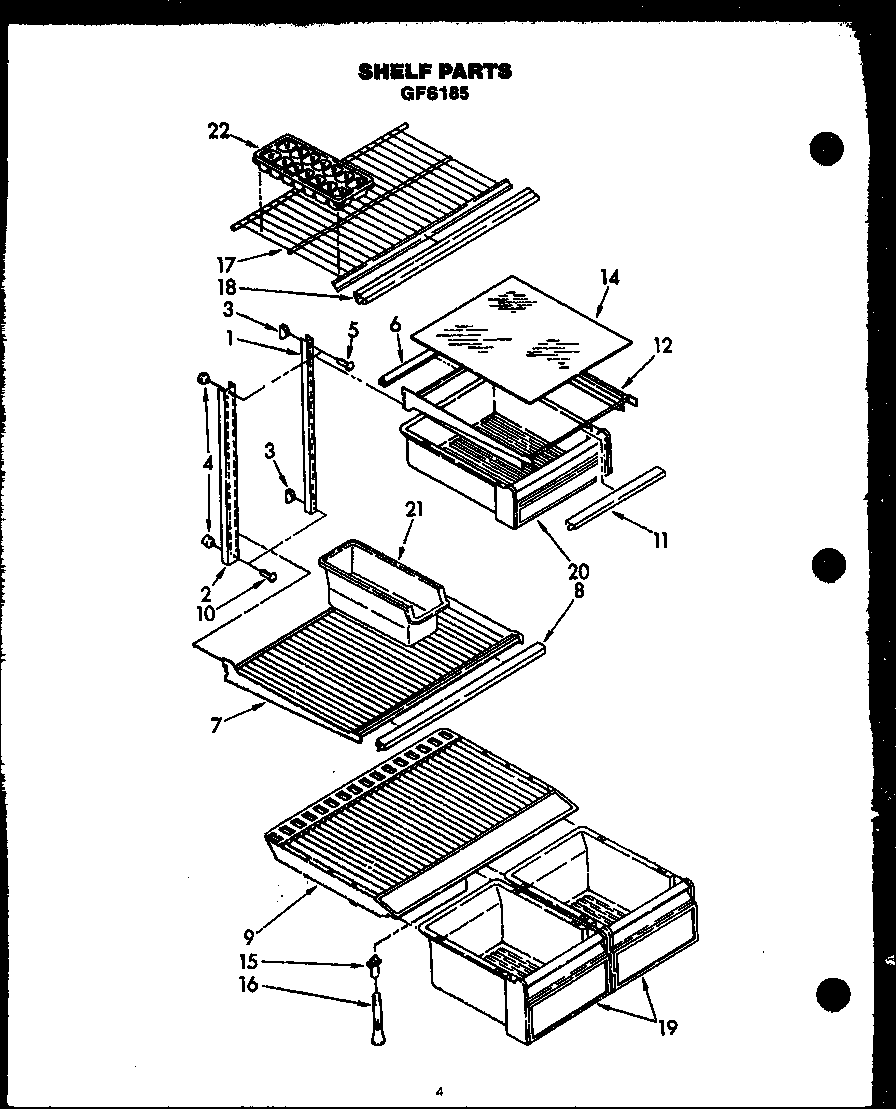 Caloric GFS185/MN11 shelf parts diagram