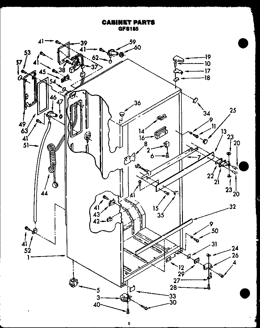 Caloric GFS185/MN11 cabinet parts diagram