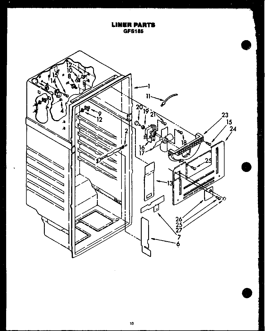 Caloric GFS185/MN11 liner parts diagram