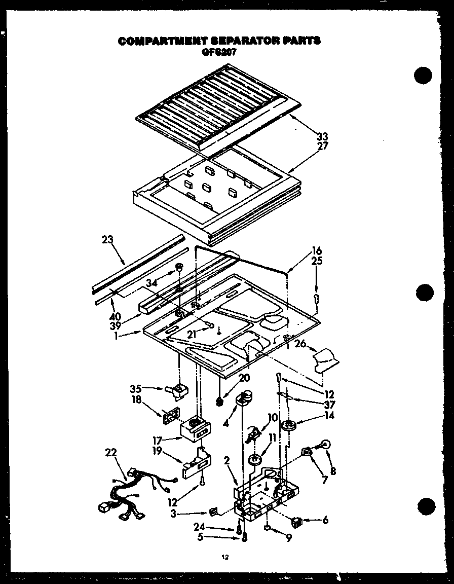 Amana GFS207-MN00 compartment separator parts diagram